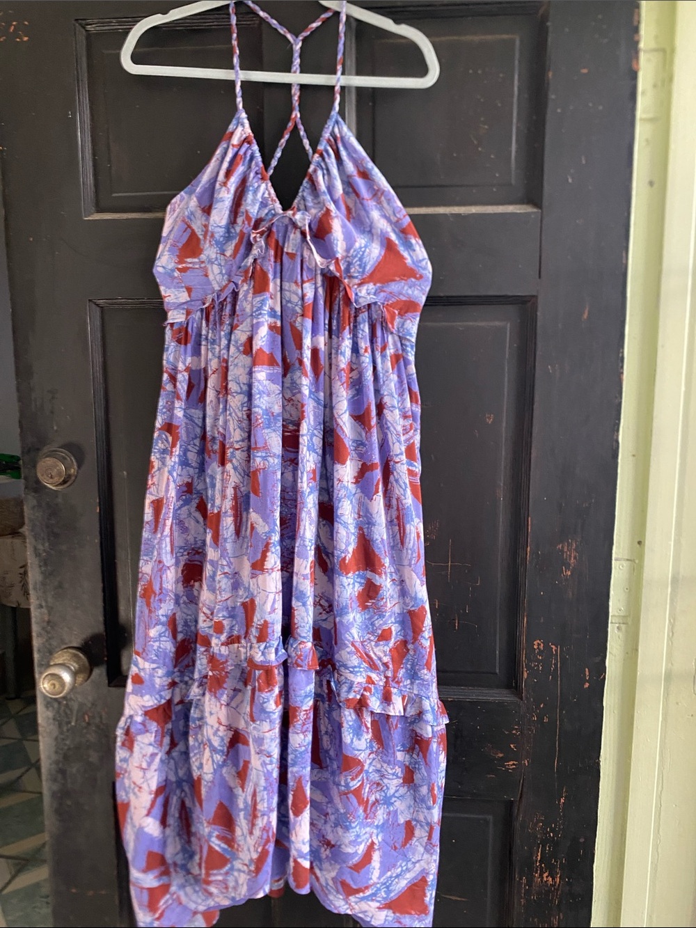 Anthropologie Lavender & Rust Floral Maxi Halter Dress